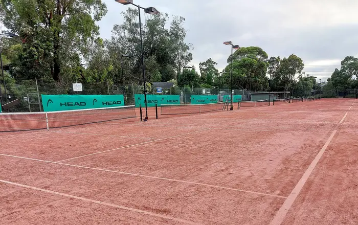 Clay tennis courts melbourne looking from one end of the court