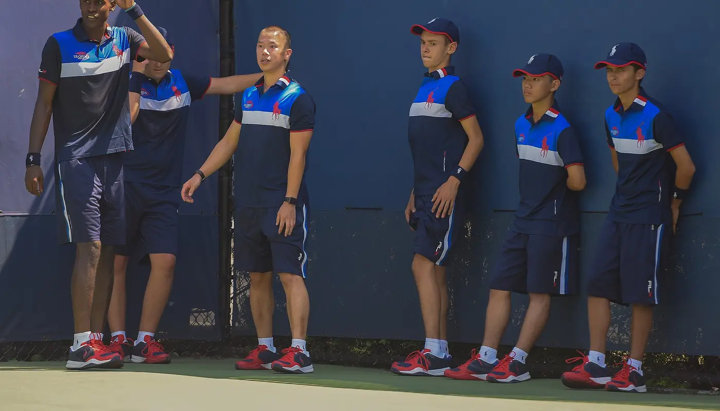 2015 US Open Tennis   Qualies   Ball Persons Waiting to Take the Court Between Matches (20906223641)